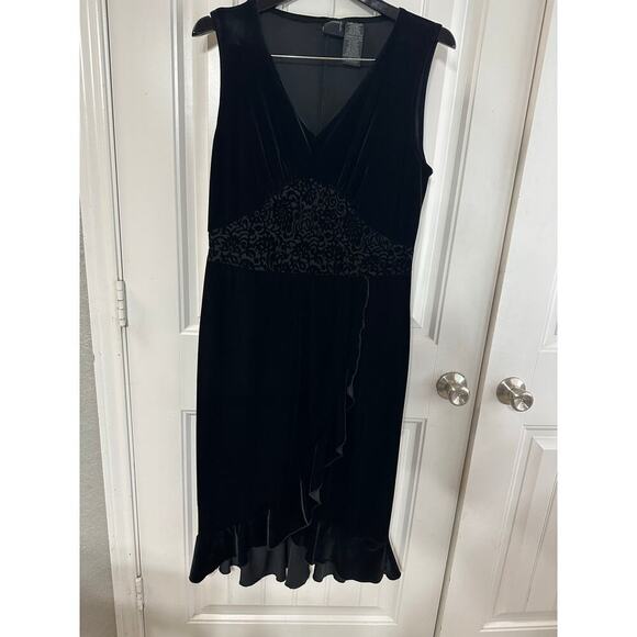 Vintage Studio Dresses & Skirts - Whimsigoth Black Velvet Burnout Romantic Feminine Dress Women 12/14 Valentines